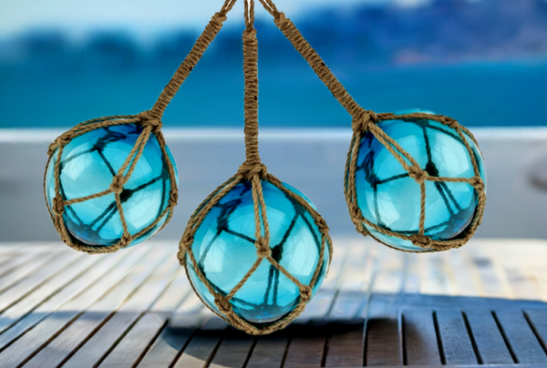 3 x bolas de pesca grandes en red - turquesa - 17,5 cm