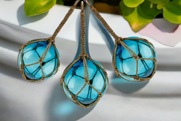 3 x bolas de pesca grandes en red - turquesa - 17,5 cm