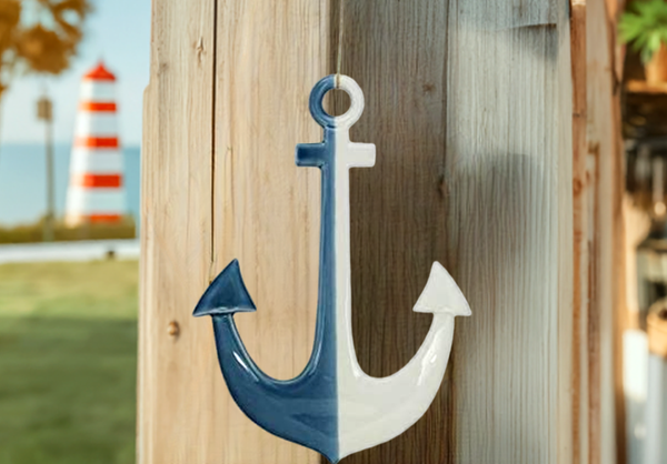 2X Hängedeko- Anker- glasiert- maritim- Figur 17 cm - maritime-deco