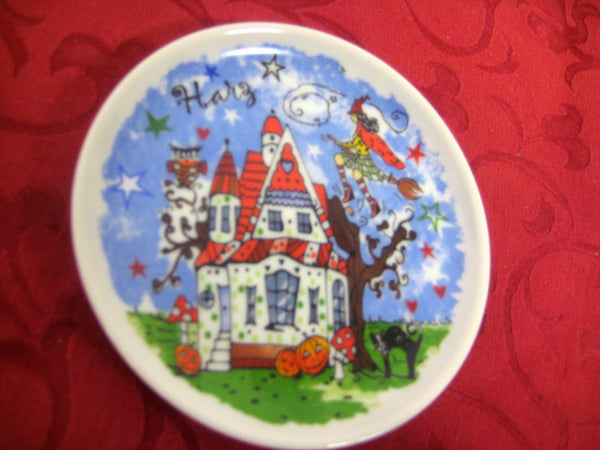 Posavasos de porcelana- casa de brujas, resina- diseño de producto alemán 