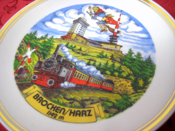 Porzellan Wandteller 19 cm - Brocken Harz- Schmalspurbahn, Brockenbahn, Dampflok