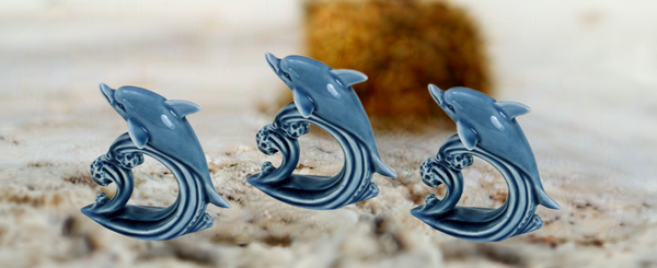 3X Kleiner Delphin- glasiert- Maritime Deko- Figur - maritime-deco