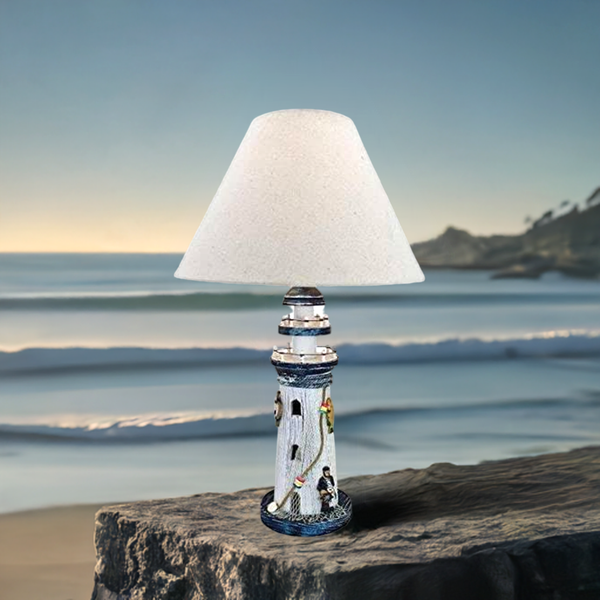 Maritime Tischlampe aus Holz, Shabbylook- Leuchtturm - maritime-deco