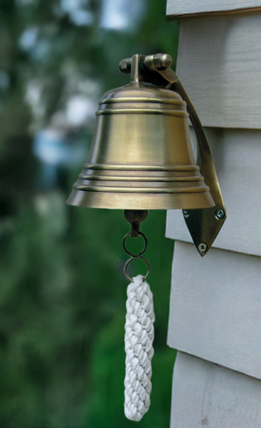 Campana de barco maciza - latón antiguo resistente al deslustre - sin pulir - 1,5 kg 