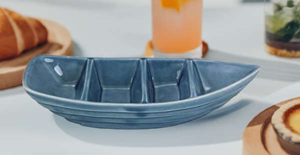 Ruderboot- glasiert- Maritime Deko- Figur- 24 cm - maritime-deco