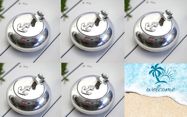 5X Taschenaschenbecher, vernickelt mit Zigarrettenablage - maritime-deco