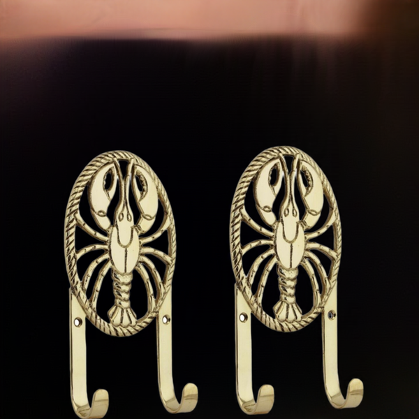 2 Stück- doppelter Wandhaken- Schlüsselhaken aus Messing- Hummer