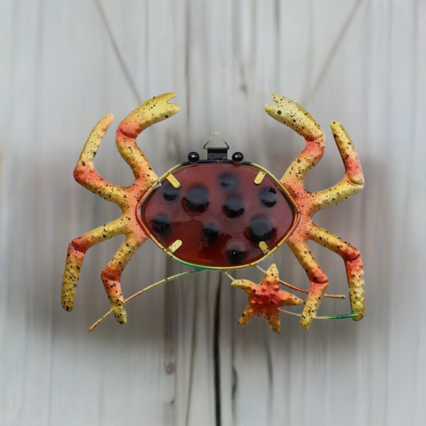 Mural/percha de metal y vidrio - pintado - 23 cm - cangrejo 