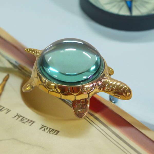 Originelle Leselupe- Kartenglas- Kartenlupe- Lupe- Messing- Turtle- Schildkröte - maritime-deco