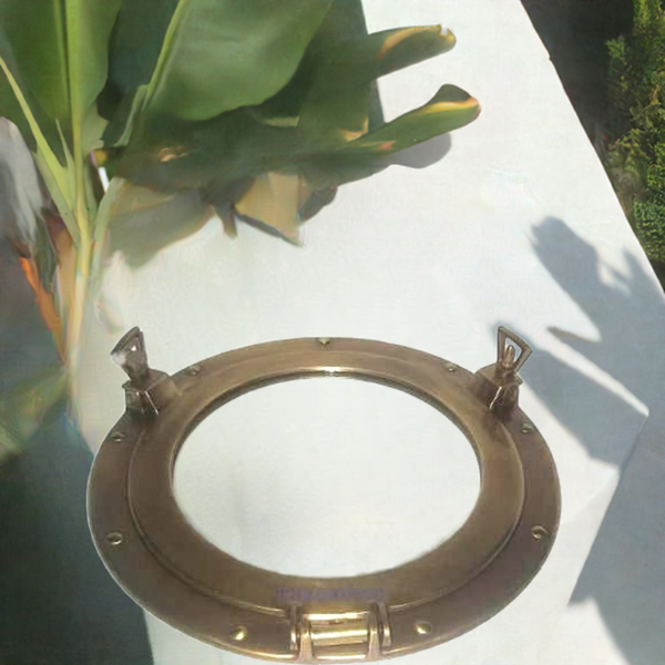 Espejo de ojo de buey de latón antiguo - resistente al deslustre - SIN pulido 