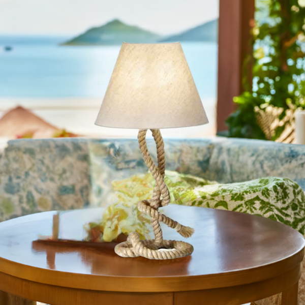 Lámpara de pie marítima - lámpara de mesa - 70 cm - cáñamo natural retorcido (robusto) y pantalla de tela 