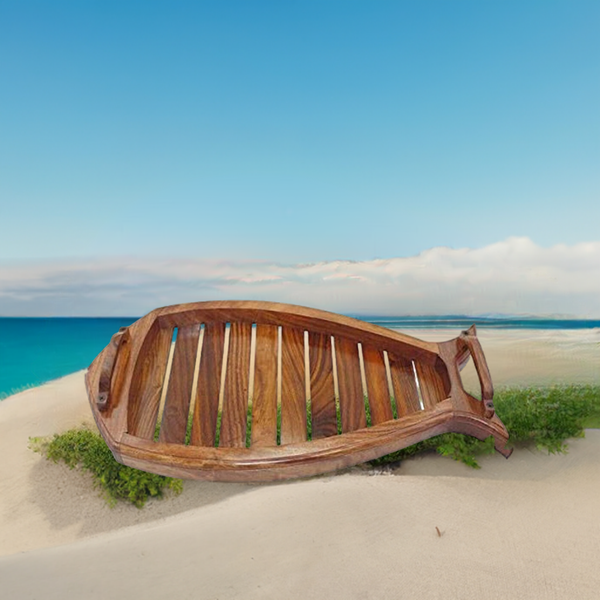 Bandeja marítima de madera con asas 47 cm.