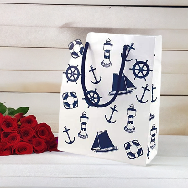 Paquete de 10 - elegantes bolsas de regalo brillantes - lacadas - marítimo 