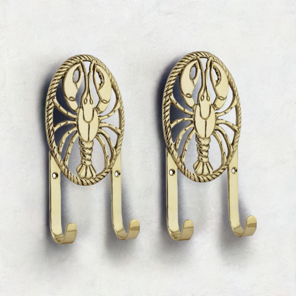 2 Stück- doppelter Wandhaken- Schlüsselhaken aus Messing- Hummer