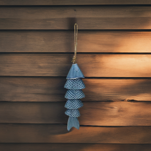 Tolles Windspiel- Hängedeko- Fisch- glasiert- maritim- Figur 29 cm - maritime-deco