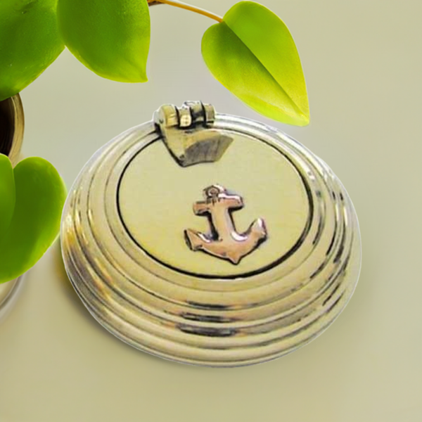 maritimer Taschen- Aschenbecher - Messing- geriffelt und Ankermotiv 5 cm - maritime-deco