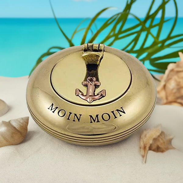 2 Stück- Taschen- Aschenbecher - Messing- Ankermotiv 6 cm- moin - maritime-deco