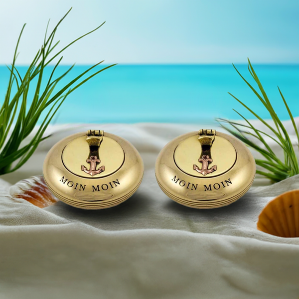 2 Stück- Taschen- Aschenbecher - Messing- Ankermotiv 6 cm- moin - maritime-deco