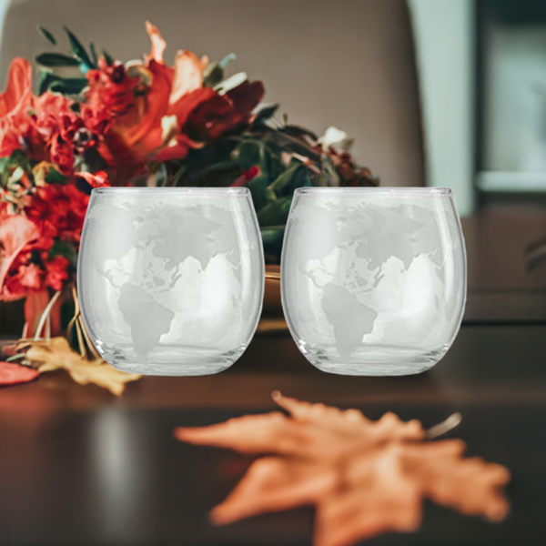 Juego de 2 vasos, vasos de whisky con mapa del mundo esmerilado, vasos de whisky, cóctel de bourbon