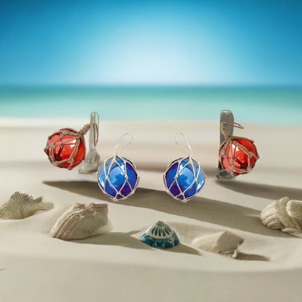 Bolas de pesca de 15 cm en red - azul y rojo - 4 piezas -