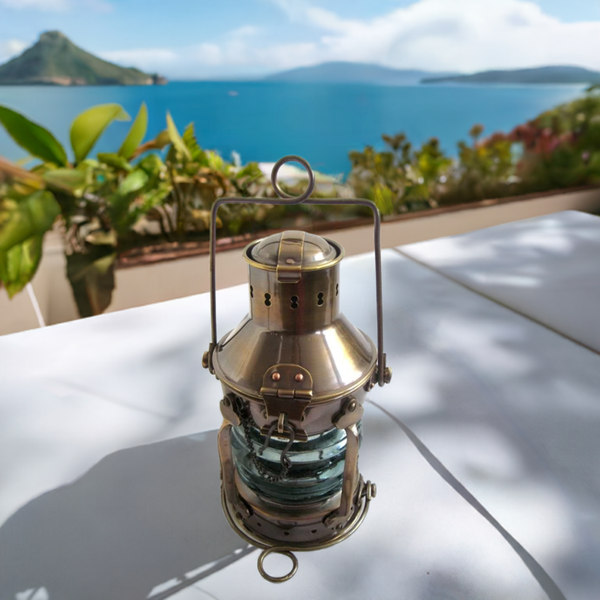 Lámpara de barco muy sólida - lámpara de ancla - latón bruñido petróleo mate