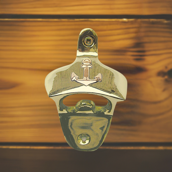 Juego de 2 - abridor de botellas de pared - latón - motivo ancla - marítimo - 9,5X 6X 2,5 cm 