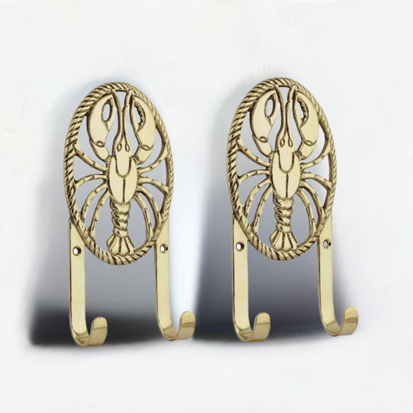 2 Stück- doppelter Wandhaken- Schlüsselhaken aus Messing- Hummer