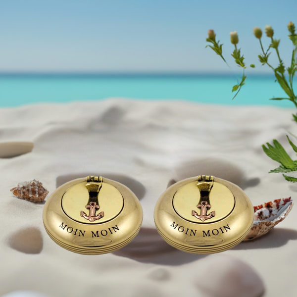 2 Stück- Taschen- Aschenbecher - Messing- Ankermotiv 6 cm- moin - maritime-deco