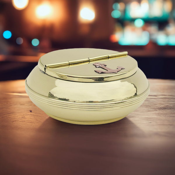 4 Stück- maritimer Aschenbecher - Messing - mit Ankermotiv auf Deckel 10 cm - maritime-deco