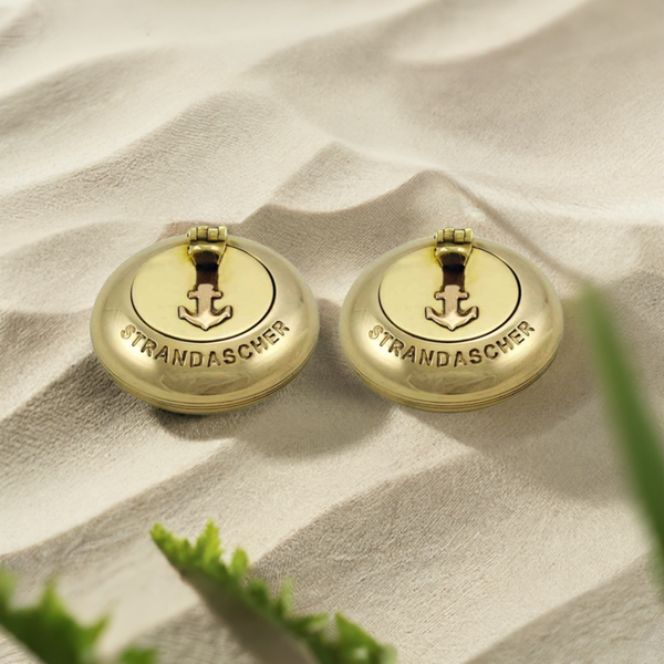 2 Stück-  Strand- Taschen- Aschenbecher - Messing- Ankermotiv 6 cm - maritime-deco