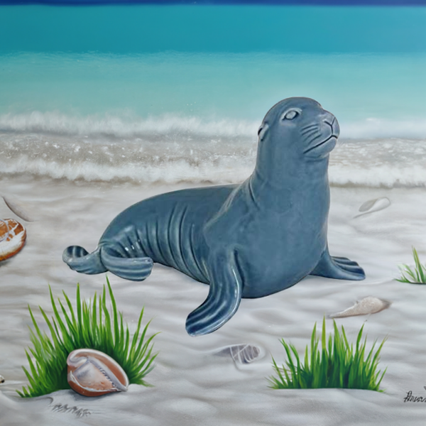 Seehund- glasiert- Maritime Deko- Figur Robbe 24 cm - maritime-deco