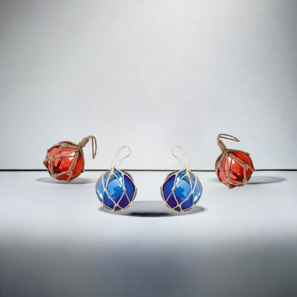 Bolas de pesca de 10 cm en red - azul y rojo - 4 piezas - 