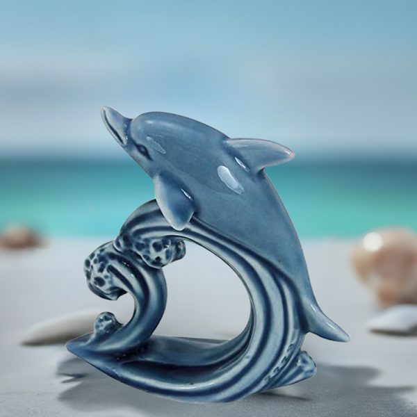 3X Kleiner Delphin- glasiert- Maritime Deko- Figur - maritime-deco