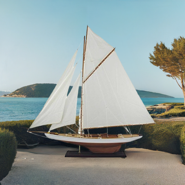 Yate grande, velero, modelo de barco, velero de madera, vela de lino, 121 cm 