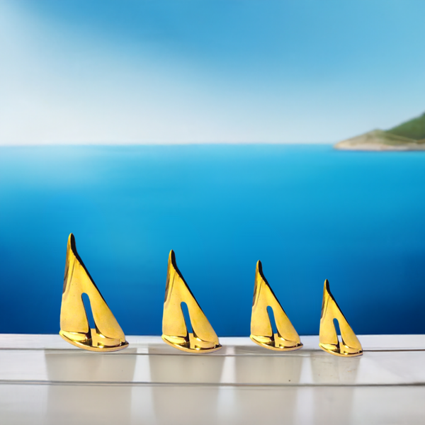 4er Set- Dekoratives, großes Schiffsmodell/Segler - Material massiv Messing 15-33 cm - maritime-deco
