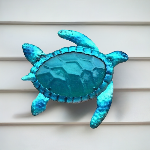 Mural/percha de metal y vidrio - pintado - 23 cm - Tortuga 