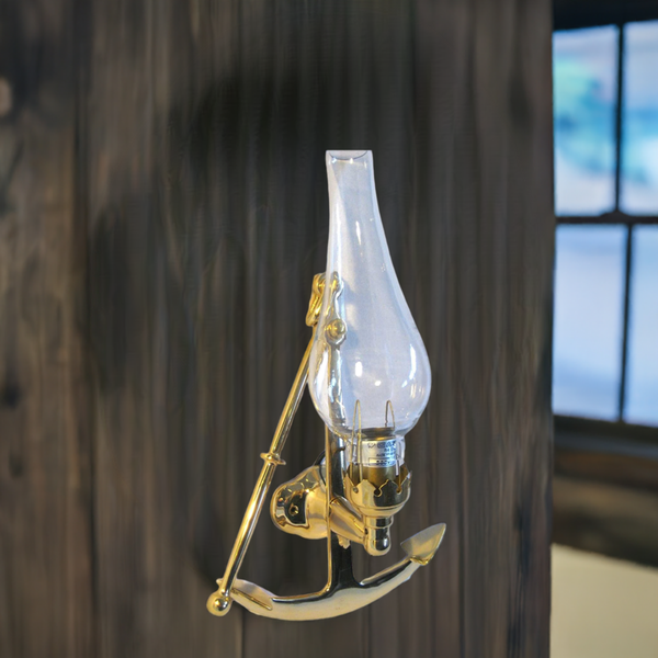 Lámpara para barco - lámpara para barco - lámpara de pared - latón macizo y vidrio - lámpara marítima 1500 g - ancla 