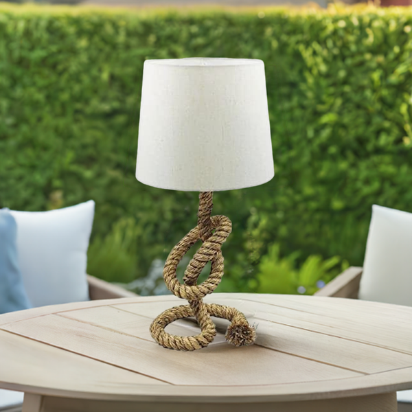 Lámpara de mesa marítima con pantalla - Al. 60 cm, cáñamo trenzado - robusta 