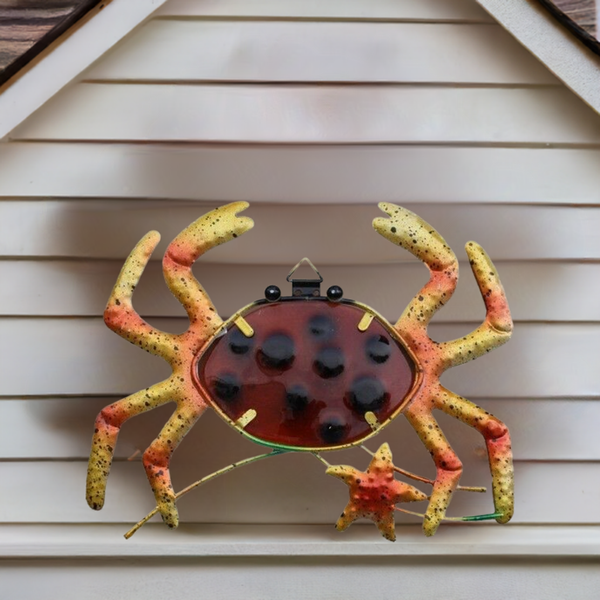 Mural/percha de metal y vidrio - pintado - 23 cm - cangrejo 