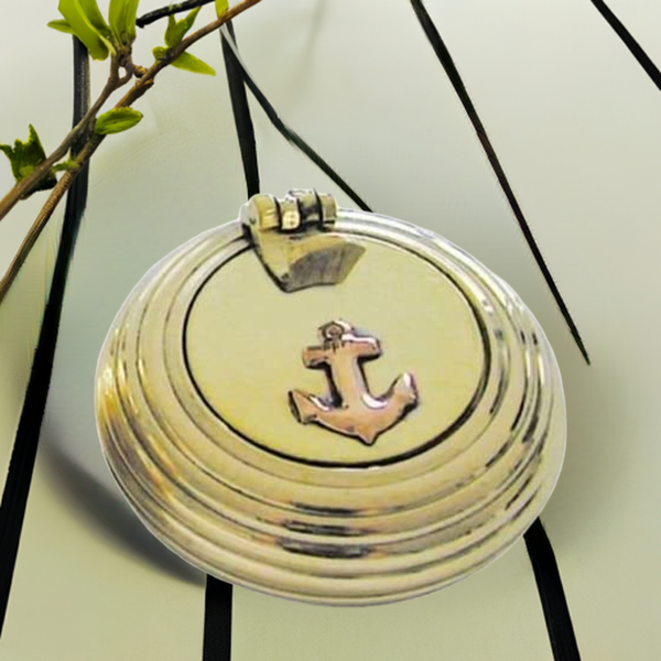 maritimer Taschen- Aschenbecher - Messing- geriffelt und Ankermotiv 5 cm - maritime-deco