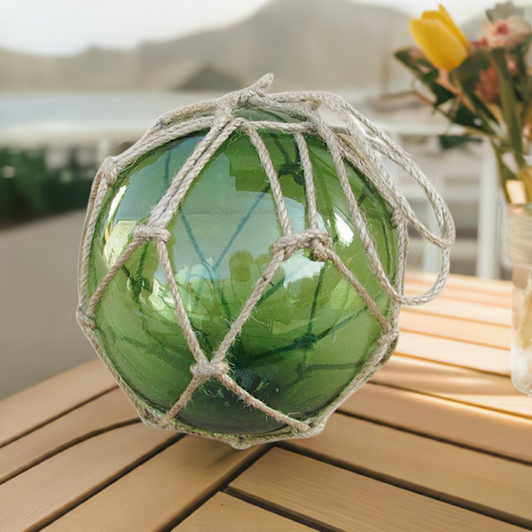 2 x bolas de pesca en red - azul y verde - decoración marítima - 17,5 cm 