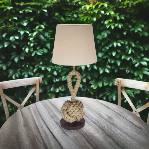 Lámpara de pie marítima - lámpara de mesa - 70 cm - cáñamo retorcido (robusto) y pantalla de tela - puño de mono 