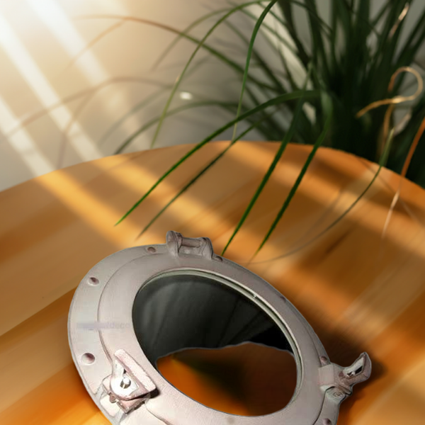 Espejo de ojo de buey marítimo XL - aluminio - aspecto marfil - 50 cm 