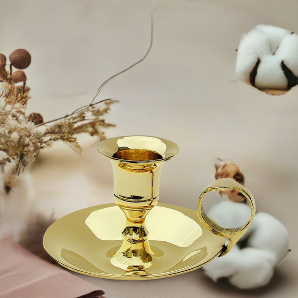 Candelabro inglés 3X con anillo de soporte - latón pulido