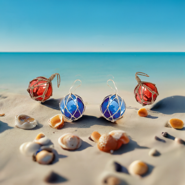 Bolas de pesca de 15 cm en red - azul y rojo - 4 piezas -