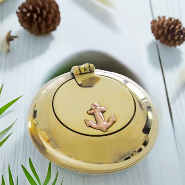 maritimer Taschen- Aschenbecher - Messing- Ankermotiv Kupfer 5 cm - maritime-deco