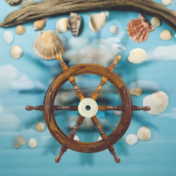 Volante grande de madera de 60 cm y buje de latón macizo - pequeños errores 