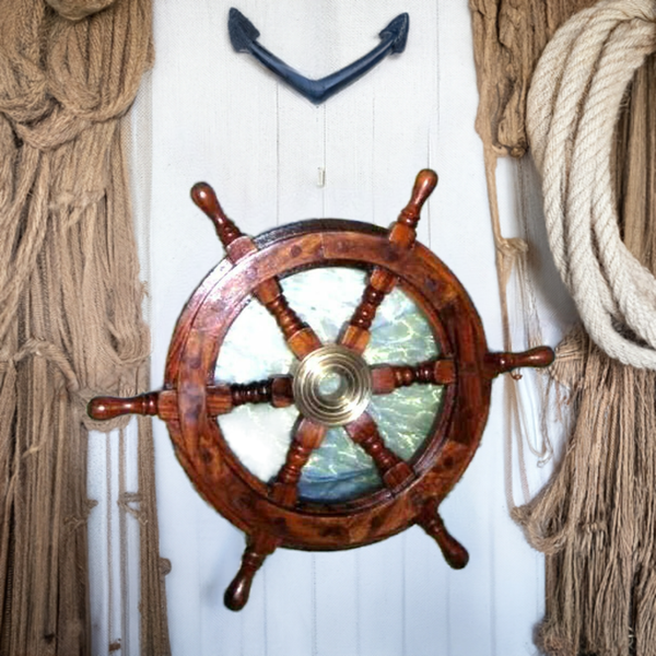 Volante rústico de madera y buje de latón macizo - 30 cm - pequeños errores 