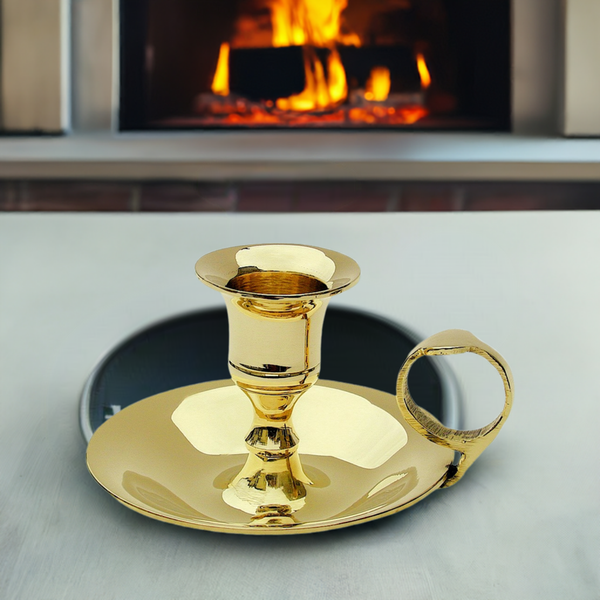 Candelabro inglés 3X con anillo de soporte - latón pulido