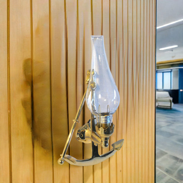 Lámpara para barco - lámpara para barco - lámpara de pared - latón macizo y vidrio - lámpara marítima 1500 g - ancla 